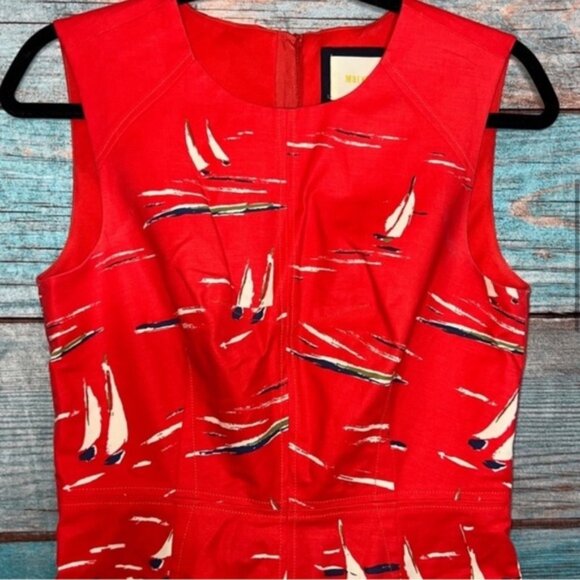 Anthropologie Maeve Dress Sailboat Spring Sheath 2 Sleeveless Boat Nautical - Picture 5 of 11
